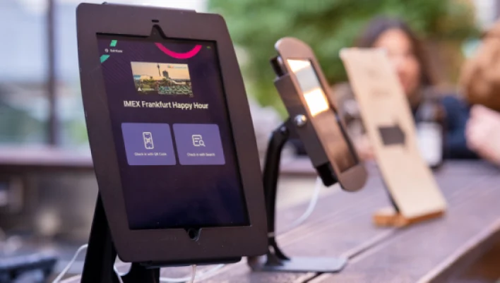 Event registration kiosk with an iPad stand